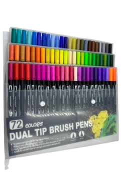 72 טושים על בסיס מיים בגוונים הורסים דו צדדיים