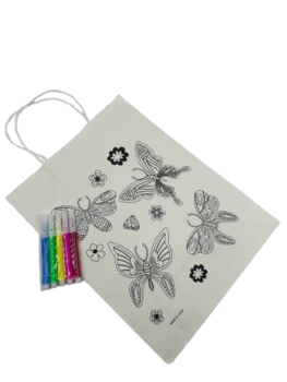 שקית נייר למתנה לצביעה+ טושים- לפי דגם