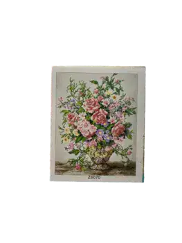 שיבוץ יהלומים על קנווס 50X40 -פרחים