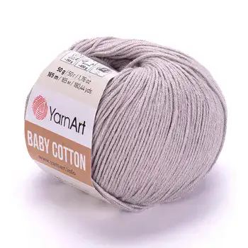 YARNART-BABY-COTTON-חוט סריגה רך ונעים 50% כותנה אפור בהיר -406