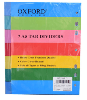 7 חוצצים אוקספורד גודל A5