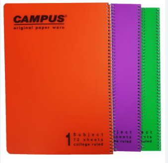 סט 3 מחברות קמפוס ספירלה צבעוני - שורה נושא 1