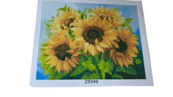 שיבוץ יהלומים על קנווס 50X40 -חמניות