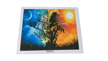 שיבוץ יהלומים על קנווס 50X40 - עץ שקיעה