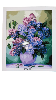 שיבוץ יהלומים על קנווס 50X40 -פרחים