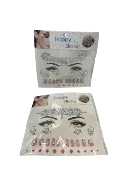 מדבקות יהלומים לפנים ולגוף- כסף