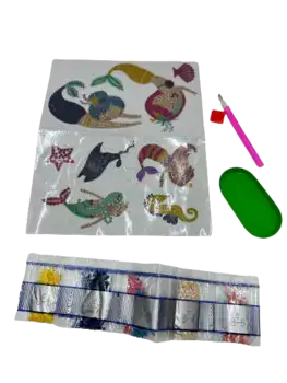 עבודות שיבוץ יהלומים- הכנת מדבקות יהלומים 10 יחידות- בנות הים