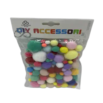 שקית פונפונים איכותיום מעורבב גדלים וצבעים