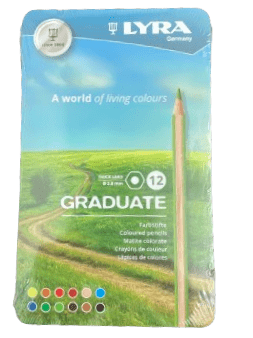 LYRA- 12 עפרונות צבעוניים בקופסאת פח -רדיואט GRADUATE