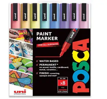 סט 8 טושים אקריליים פוסקה 0.7 מ"מ פסטל POSCA