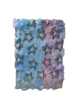 מחברת A5 כריכה קשה מפרווה כוכבים תכלת ורוד