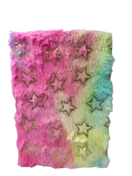 מחברת A5 כריכה קשה מפרווה כוכבים ורוד