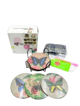 חדש-הכנת תחתיות לכוסות שיבוץ יהלומים- פרפרים