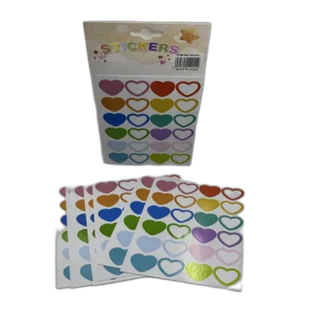 10 דפי מדבקות- לבבות בצבעים