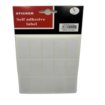 10 דפי מדבקות- מלבן לבנות 15 בדף