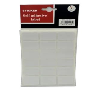 10 דפי מדבקות- מלבן לבנות 18 בדף