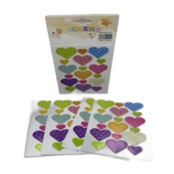 10 דפי מדבקות- לבבות מקושטים בגדלים שונים