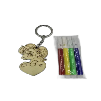 מחזיק מפתחות מעץ לצביעה- חד קרן לב