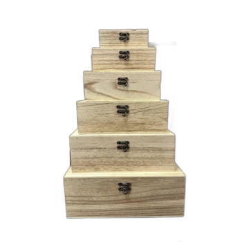 קופסא מעץ חלק מסט 6 - מרובע