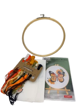 ערכת רקמה על בד עם חישוק- פרפר