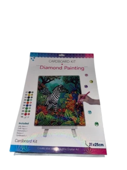 עבודת יצירה-קיט הדבקה/שיבוץ יהלומים21X25דגם -זברה עם נוף