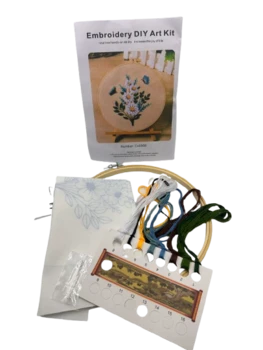 ערכת רקמה על בד עם חישוק-זר פרחים