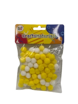 פונפונים ליצירה בגווני צהוב 1.5ס"מ