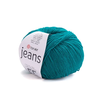 YARNART-JEANS-חוט סריגה קייצי ג'ינס מתאים במיוחד לבובות ובגדי קייץ- 55% כותנה (63) טורכיז