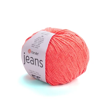 YARNART-JEANS-חוט סריגה קייצי ג'ינס מתאים במיוחד לבובות ובגדי קייץ- 55% כותנה (61) כתום זוהר