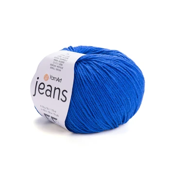 YARNART-JEANS-חוט סריגה קייצי ג'ינס מתאים במיוחד לבובות ובגדי קייץ- 55% כותנה (47) כחול