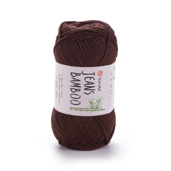 YARNART-JEANS-BAMBOO-חוט סריגה קייצי- ג'ינס במבו' 50% במבוק- בצבע חום 134