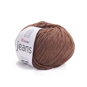 YARNART-JEANS-חוט סריגה קייצי ג'ינס מתאים במיוחד לבובות ובגדי קייץ- 55% כותנה (70) חום