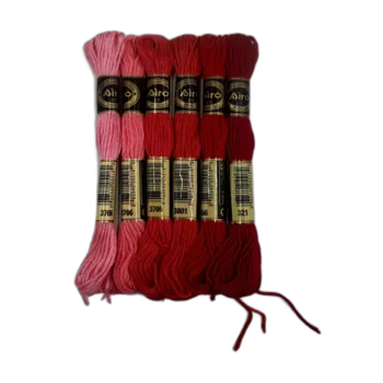 סט 6 חוטי רקמה בגוונים ורוד אדום (3708)