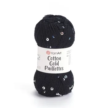 7101Cotton Gold Paillettes- חוט כותנה עם פייטים בצבע- שחור 7101