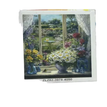 ערכה ליצירה- ציור במספרים על קנווס 40X30- פרחים על החלון