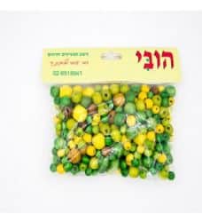 חרוזים ליצירה מעץ בגדלים שונים גווני ירוק- במבצע