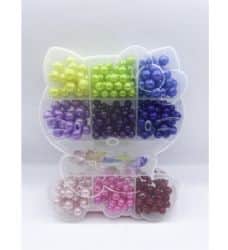 קופסאת חרוזים ליצירה מהממם- בצורת קיטי עם חרוזים בצבע מטאלי