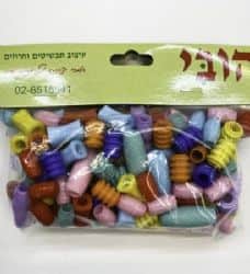 שקית חרוזים ליצירה אקריל/ פלסטיק איכותי- עם חור גדול- במבצע