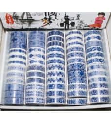 סט 5 יחידות וואשי טייפ- כחול לבן