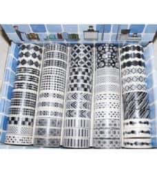 סט 5 יחידות וואשי טייפ- שחור לבן