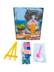 עבודת יצירה-קיט הדבקה/שיבוץ יהלומים A4 דגם -חתול בחופשה