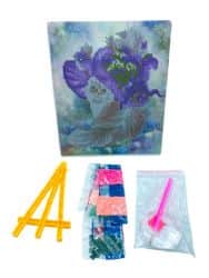 עבודת יצירה-קיט הדבקה/שיבוץ יהלומים A4 דגם -חתול סגול