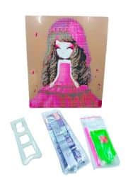 עבודת יצירה-קיט הדבקה/שיבוץ יהלומים A4 דגם -ילדה בורוד