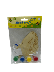 דמויות מעץ לצביעה ותליה- מגיע עם צבעים מכחול וחוט דגם-כריש