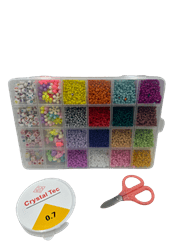 ערכת חרוזי וונציה קטנים עם אותיות וחרוזים יפים-24 תאים. הערכה מגיע עם חוט גומי ומספרים