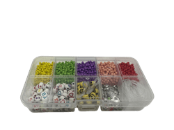 ערכת חרוזי וונציה קטנים עם אותיות וחרוזים יפים 10 תאים הערכה מגיע עם חוט וסוגרים