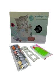 עבודת יצירה-קיט הדבקה/שיבוץ יהלומים A4 דגם -חתול