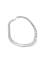 צמיד גורמט כסף 925- שטוח צמה רחב 5 מ"מ כסף בהיר אורך- 19 ס"מ