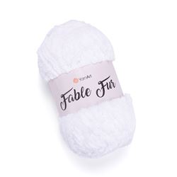 צמר לסריגת שמיכה-FABLE-FUR-בצבע-לבן-965