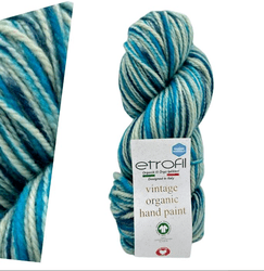100% צמר מתחלף בגוונים-VINTAGE ORGANIC PRINT-טורקיז 714